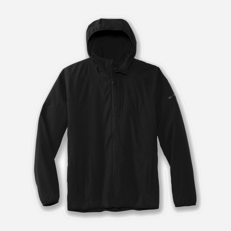 Brooks Canopy Men's Running Jackets UK Sale - Black (GJCXU6581)